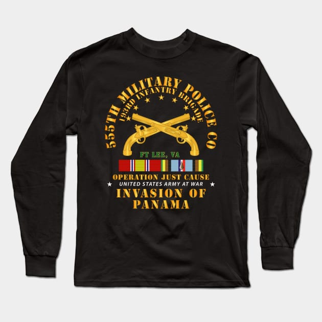 555th Military Police Co - 193rd IN BDE - Ft Lee w Svc Ribbons Long Sleeve T-Shirt by twix123844